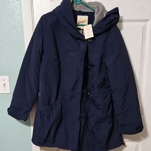 Gallery Dark Blue Hooded Puffer Jacket